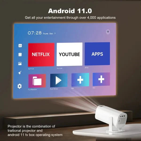 Mini Smart Android Portable Projector - 4K home theater Projector - Kasbah Souq