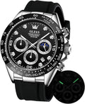 OLEVS Men's Luxury Chronograph Watch – Sport, Waterproof, Silicone Strap, Moon Phase Dial - Kasbah Souq
